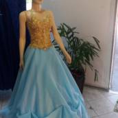 Debutante dourado e azul tifany