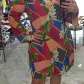  Vestido de viscose manga longa flair