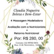 4 Massagem Modeladora + Avaliação com a Nutricionista 