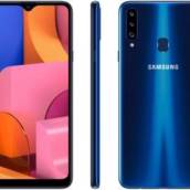 Smartphone Samsung Galaxy A20s 32GB Azul 4G - 3GB Tela 6,5” RAM Câm. Tripla + Câm. Selfie 8MP