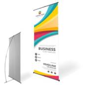 Banner com suporte L - Lona Brilho 340g - Estrutura Flexível Fibra de Carbono