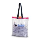 Sacola transparente em pvc com alça de nylon, dim. 17x35x30cm 