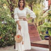 Saia Midi Lurex Longa Babados