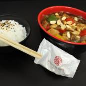 Frango xadrez e Arroz japonês