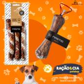 Osso Mastig Canela Bovina Natural e Osso Mastig Mini - 3 Unidades.