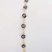 Pulseira Olho Grego 6mm Banhada à Ouro 18K