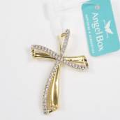 Pingente Cruz Cravejada Estilizada Banhado à Ouro 18K