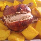 Frango Assado com Polenta Frita