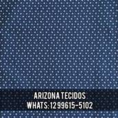 Tricoline Estampado de Coração Branco no Azul Marinho VE