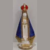 Nossa Senhora Aparecida Gesso Manto Pérola de 12cm