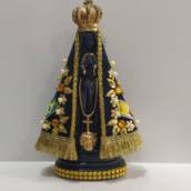 Nossa Senhora Aparecida Gesso Manto Colado de 20cm