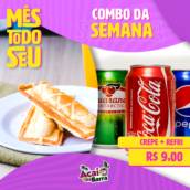 Combo da semana: Crepe + Refri R$9,00  (Retirada na loja)