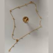 Relicário - Terço de Pescoço Folheado a Ouro