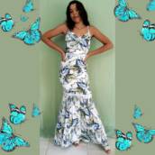 Vestido Viscose Estampado Sereia