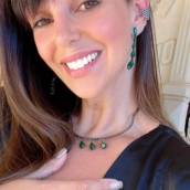 Conjunto de rodhium negro com zircônia esmeralda