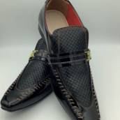 SAPATO SOCIAL COURO VERNIZ PRETO C/FIVELA
