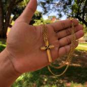 Corrente Grumet Diamantada com pingente Crucifixo 