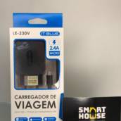 Carregador completo micro usb (v8) 2.4A cabo vem acoplado na fonte + 2 portas