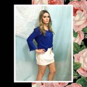 Blusa Azul Manga Flare