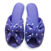 Chinelo De Quarto Poá Franzido Sola Anabela Cod 13