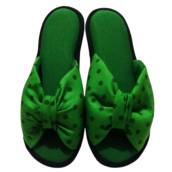 Chinelo De Quarto Poá Franzido Sola Anabela Cod 08