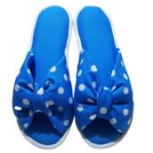 Chinelo De Quarto Poá Franzido Sola Anabela Cod 06