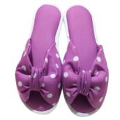 Chinelo De Quarto Poá Franzido Sola Anabela Cod 01