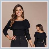 Blusa Preta Malha Tricot Titanium Jeans Moda Evangélica