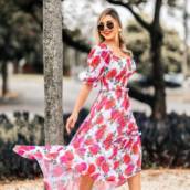 Vestido floral em Tuli com Elastex em Bauru