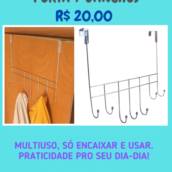Cabide multiuso para porta 7 ganchos