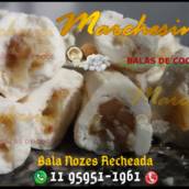 Bala de Coco recheada Nozes com Brigadeiro Branco de Nozes