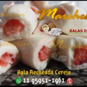 Bala de Coco com Brigadeiro Branco de Cereja