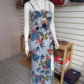 Vestido Longo Azul estampado em Bauru