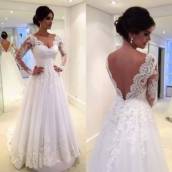 Vestido de Noiva, manga longa com Renda
