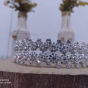 Tiara Prateada com Flores 
