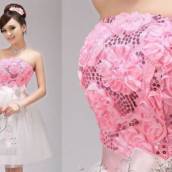 Vestido curto branco e rosa em Bauru