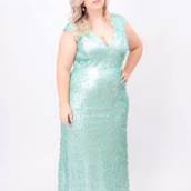 Vestido cor água-marinha brilhante Plus Size em Bauru