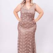 Vestido Bege com alças transparentes Plus Size em Bauru