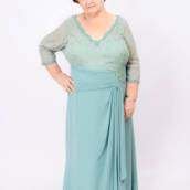 Vestido água marinha com manga comprida Plus Size em Bauru