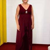 Vestido vinho com cetim Plus Size em Bauru