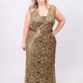 Vestido marrom e dourado rendado Plus Size em Bauru
