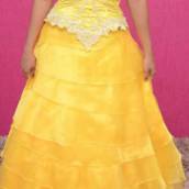 Vestido de Debutante Amarelo Longo