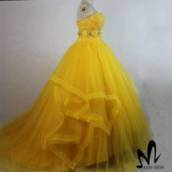 Vestido de Debutante Amarelo Voal