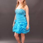 Vestido de Debutante Azul Curto Transpassado 
