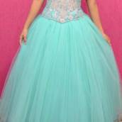 Vestido de Debutante Verde Água Longo
