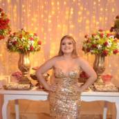 Vestido de Debutante Dourado com Lantejoulas