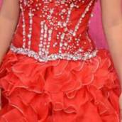 Vestido de Debutante Vermelho Curto com Babados