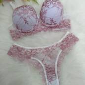 Conjunto de Lingerie - Branco/rosa