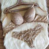 Conjunto de Lingerie - Bege rendado