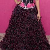 Vestido de Debutante Rosa Pink com Preto